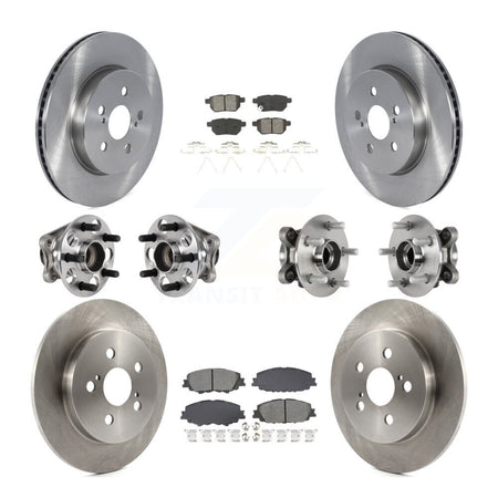 Front Rear Hub Bearing Disc Brake Rotor & Pad Kit (10Pc) For 2020-2022 Toyota Prius Prime KBB-128559