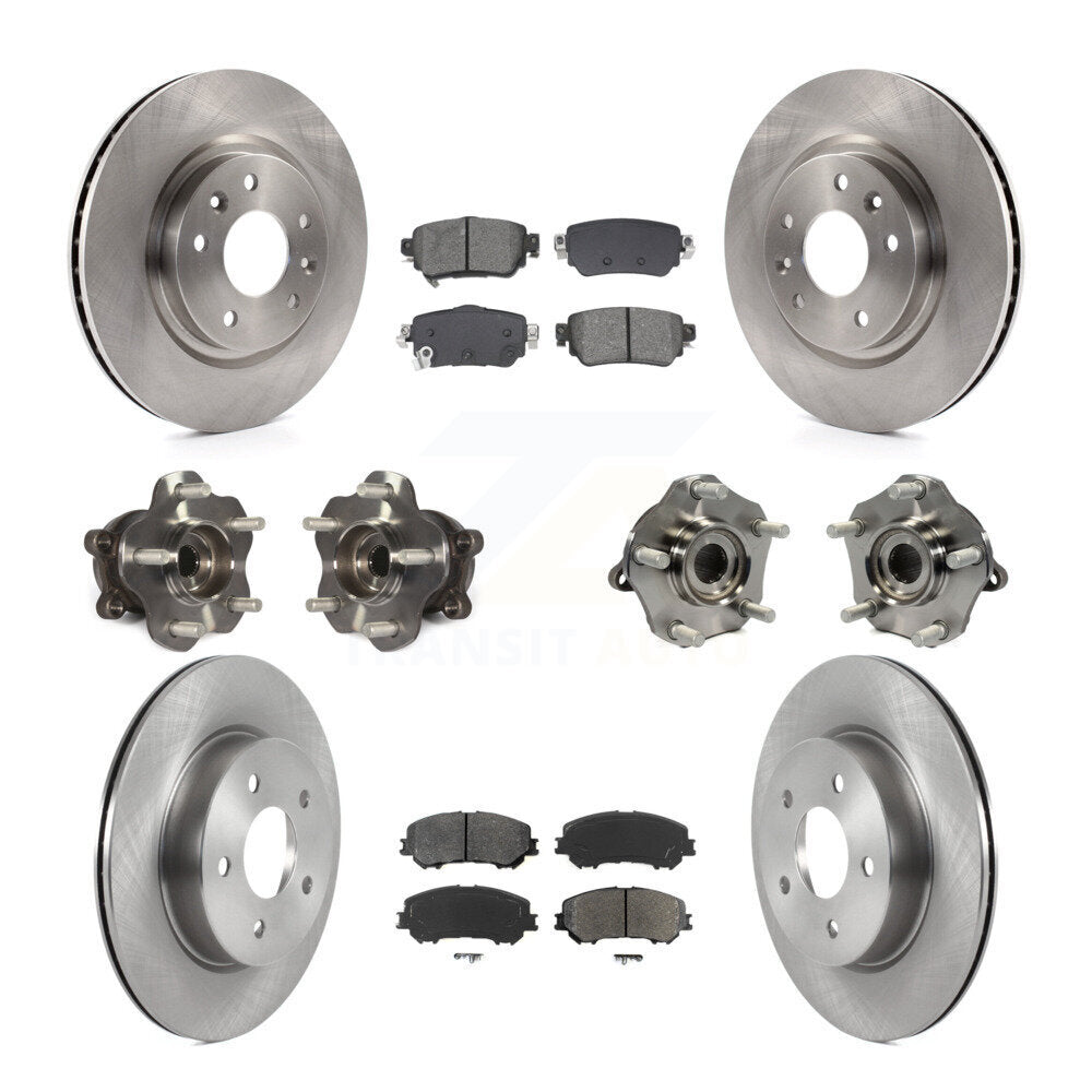 Front Rear Hub Bearing Disc Brake Rotor And Pad Kit (10Pc) For Nissan Rogue Sport Qashqai KBB-128560
