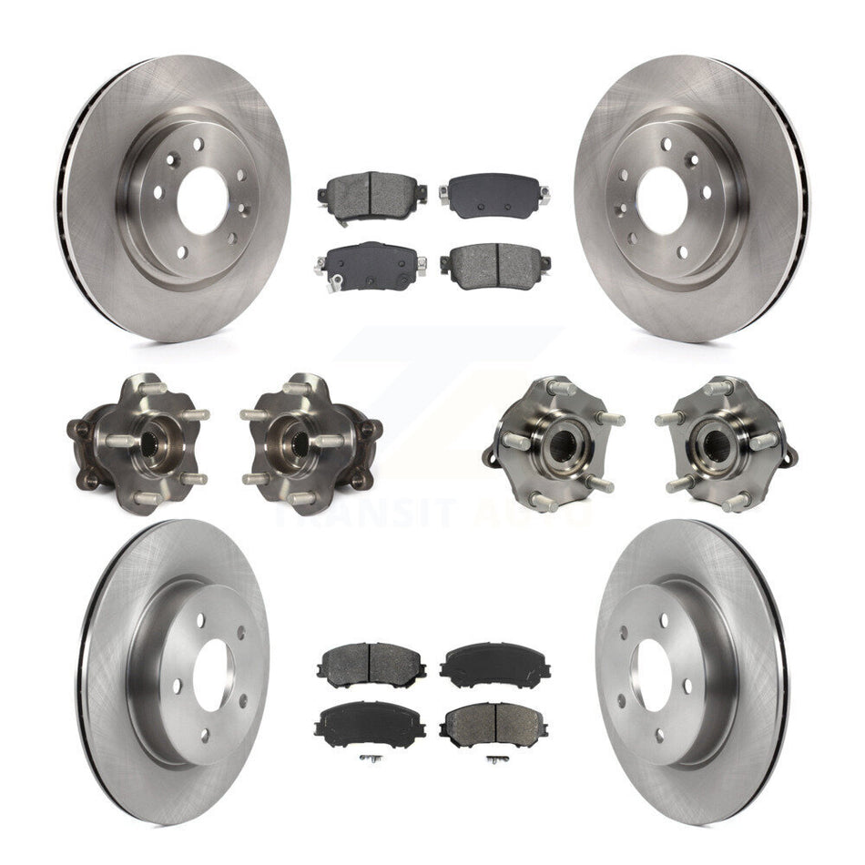 Front Rear Hub Bearing Disc Brake Rotor And Pad Kit (10Pc) For Nissan Rogue Sport Qashqai KBB-128560