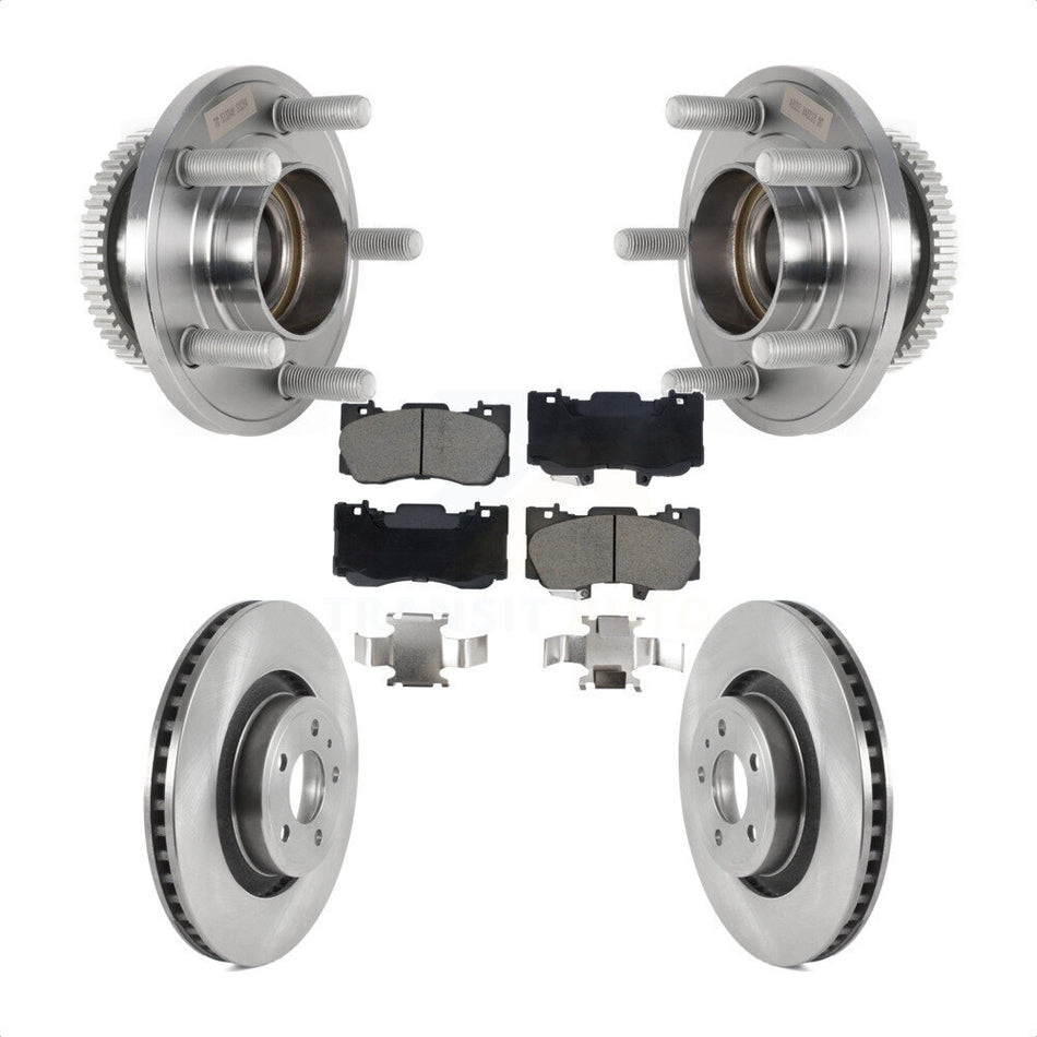Front Hub Bearing Assembly Disc Brake Rotors And Ceramic Pads Kit For Ford Mustang KBB-128583