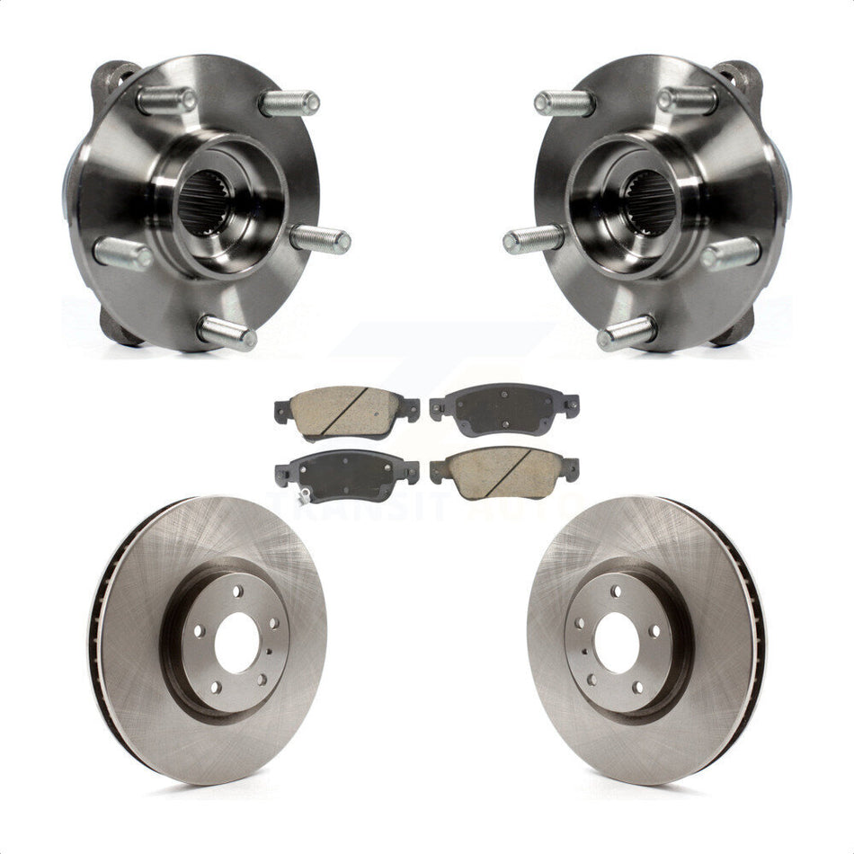 Front Hub Bearing Brake Rotor And Pad Kit For INFINITI G35 Q60 With Single Piston Caliper KBB-128588
