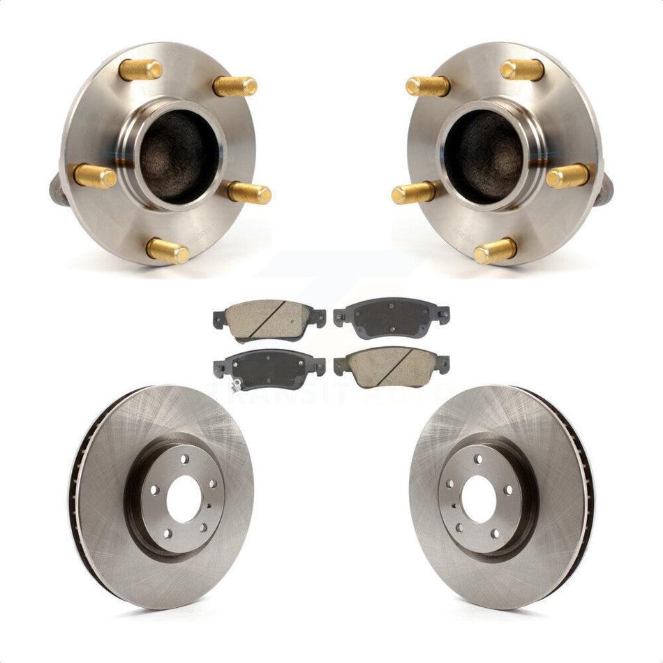 Front Hub Bearing Brake Rotor & Pads Kit For 2007 INFINITI G35 With Single Piston Caliper KBB-128596