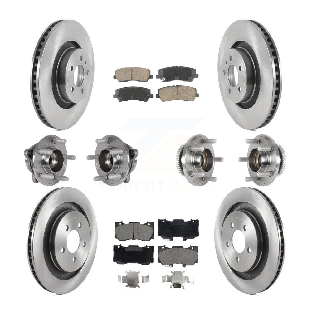 Front Rear Hub Bearing Brake Rotor Pads Kit (10Pc) For Ford Mustang Without Brembo Brakes KBB-128606