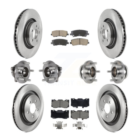 Front Rear Hub Bearing Brake Rotor Pads Kit (10Pc) For Ford Mustang Without Brembo Brakes KBB-128606