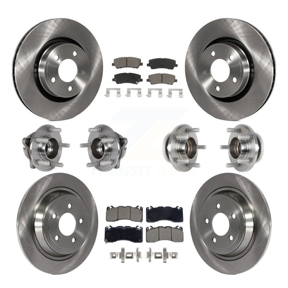 Front Rear Hub Bearing Brake Rotor Pads Kit (10Pc) For 15 Ford Mustang With Brembo Brakes KBB-128607
