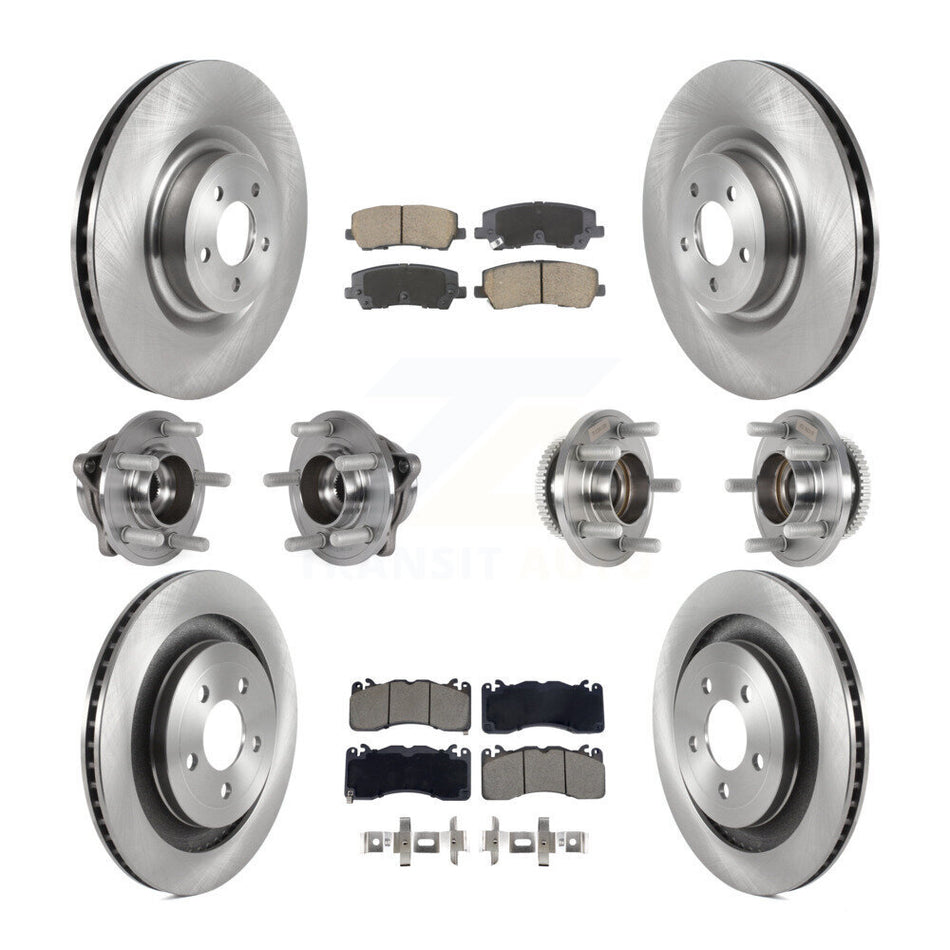 Front Rear Hub Bearing Brake Rotor And Pad Kit (10Pc) For Ford Mustang With Brembo Brakes KBB-128608