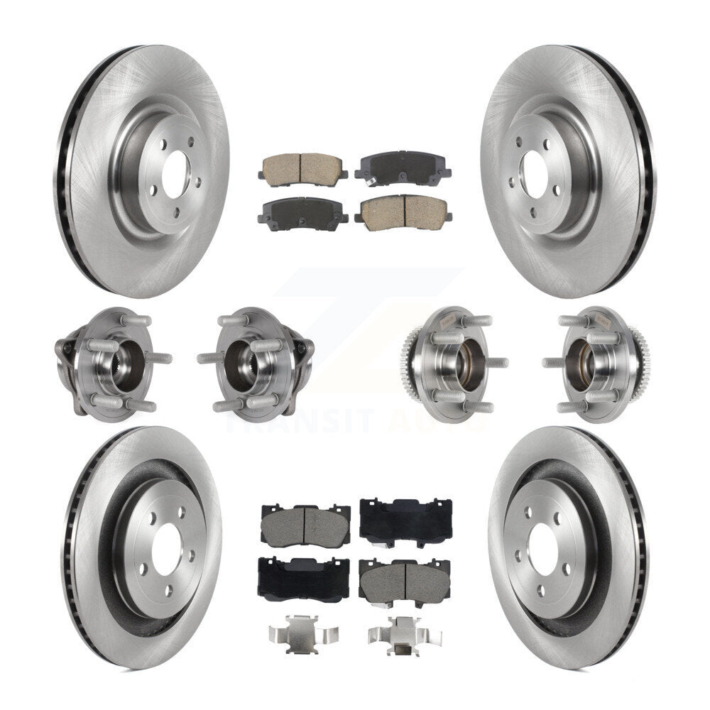 Front Rear Hub Bearing Brake Rotor Pads Kit (10Pc) For Ford Mustang Without Brembo Brakes KBB-128609