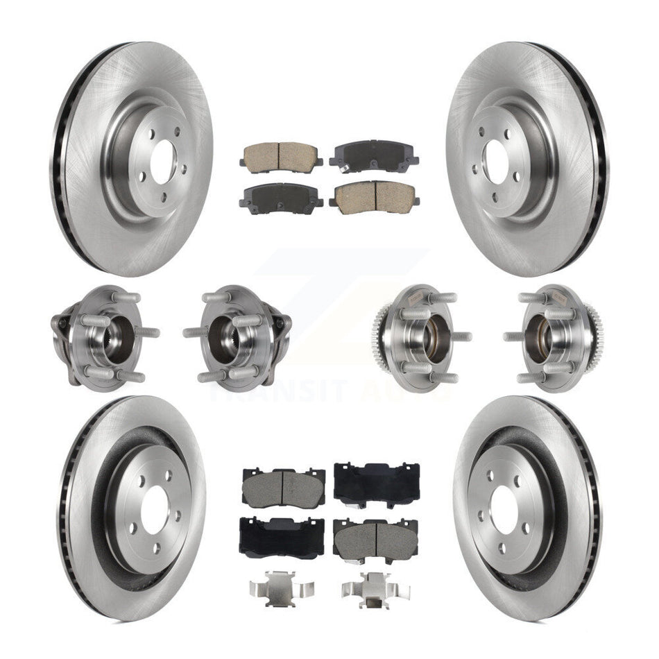 Front Rear Hub Bearing Brake Rotor Pads Kit (10Pc) For Ford Mustang Without Brembo Brakes KBB-128609