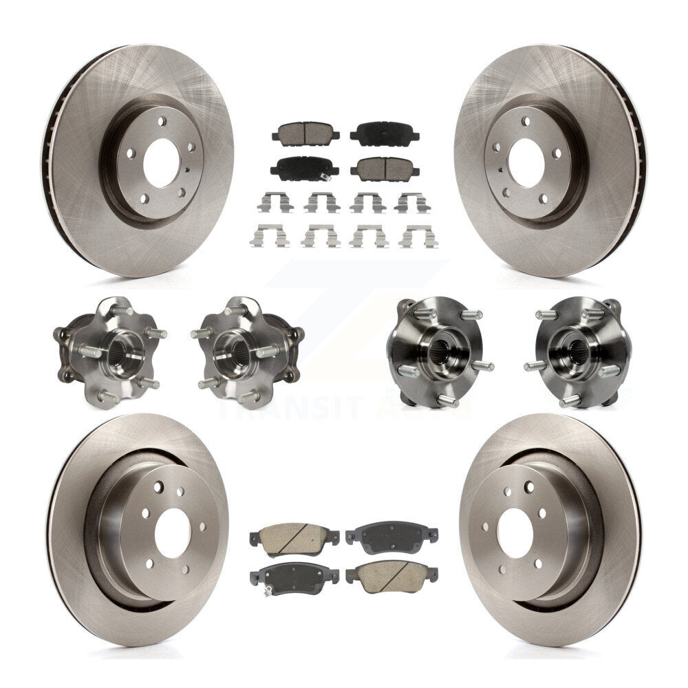 Front Rear Hub Bearing Disc Brake Rotors And Ceramic Pads Kit (10Pc) For INFINITI G35 Q60 KBB-128610
