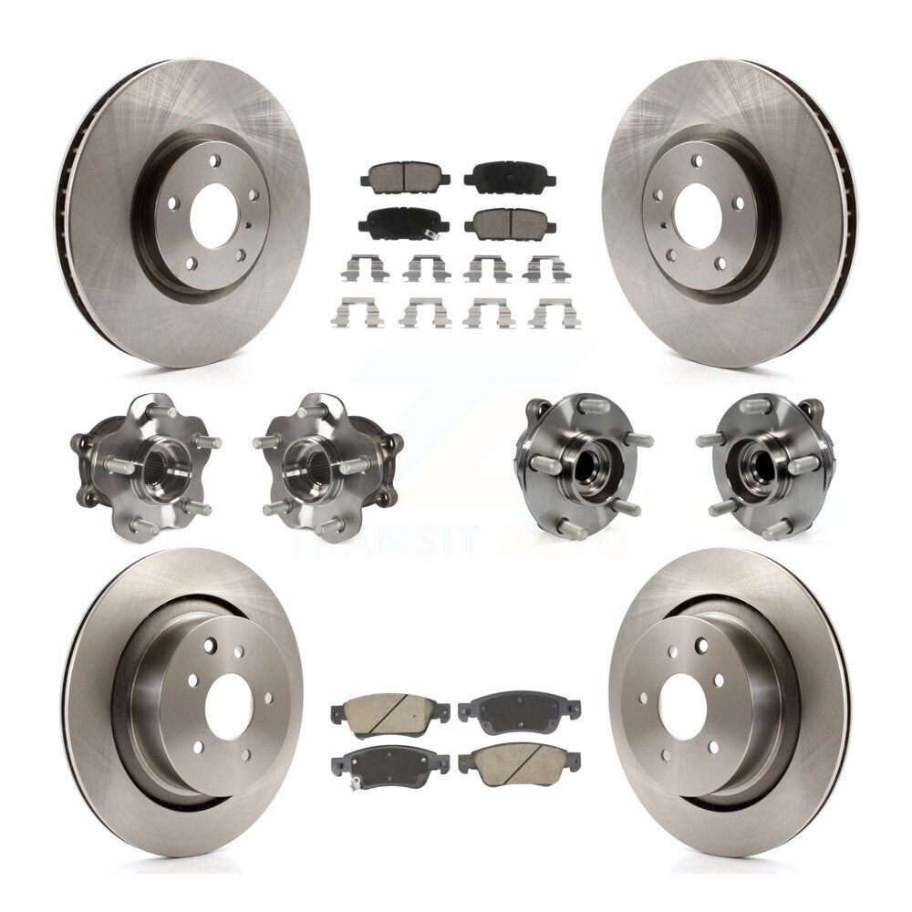 Front Rear Hub Bearing Disc Brake Rotors And Ceramic Pads Kit (10Pc) For INFINITI G35 Q60 KBB-128611