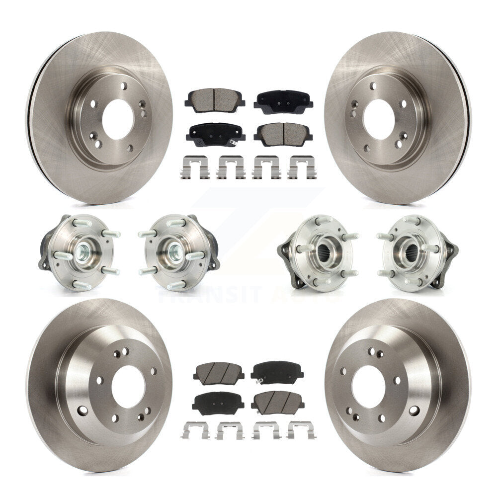 Front Rear Hub Bearing Brake Rotor & Pads Kit (10Pc) For Hyundai Santa Fe Kia Sorento FWD KBB-128628