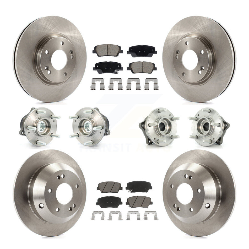 Front Rear Hub Bearing Brake Rotor & Pads Kit (10Pc) For Hyundai Santa Fe Kia Sorento FWD KBB-128628