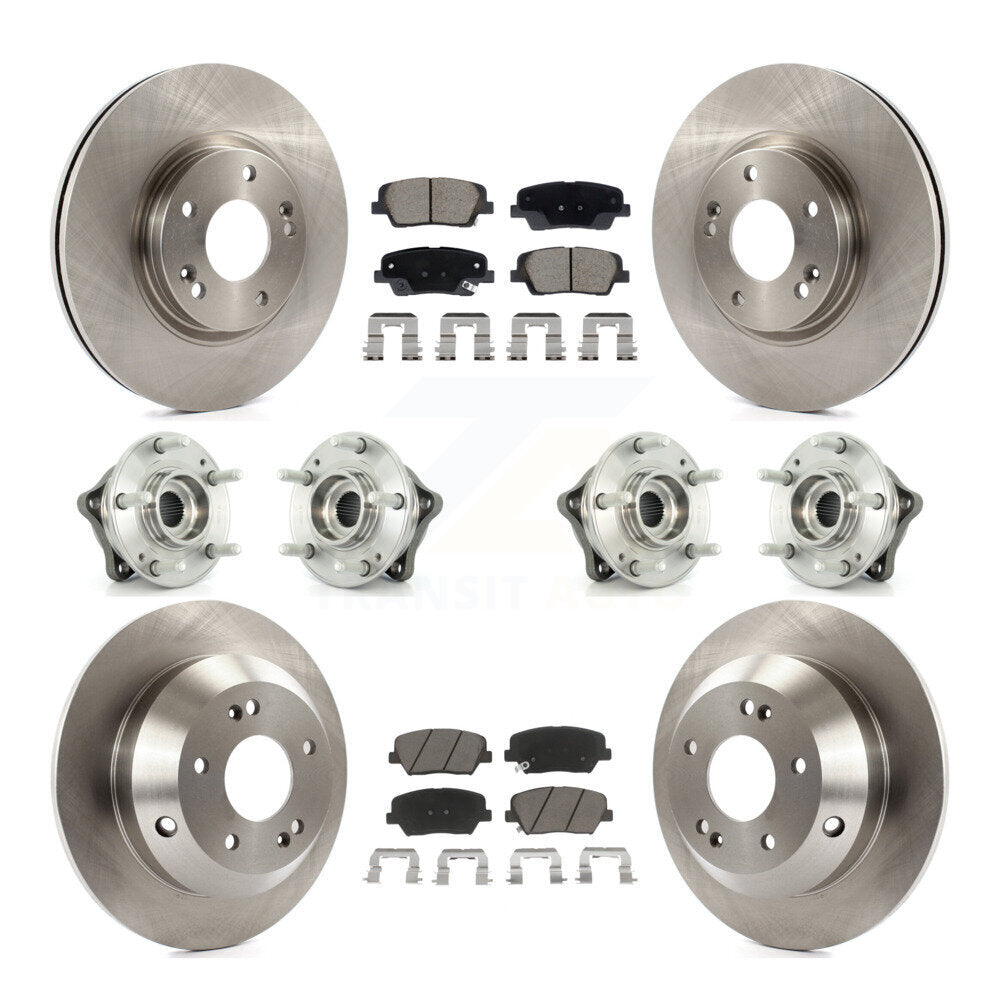 Front Rear Hub Bearing Brake Rotor & Pads Kit (10Pc) For Hyundai Santa Fe Kia Sorento AWD KBB-128629