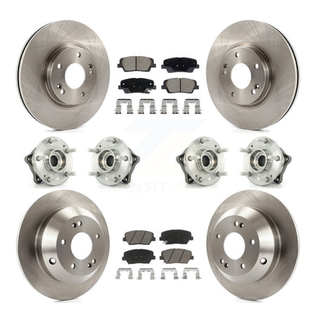 Front Rear Hub Bearing Brake Rotor & Pads Kit (10Pc) For Hyundai Santa Fe Kia Sorento AWD KBB-128629