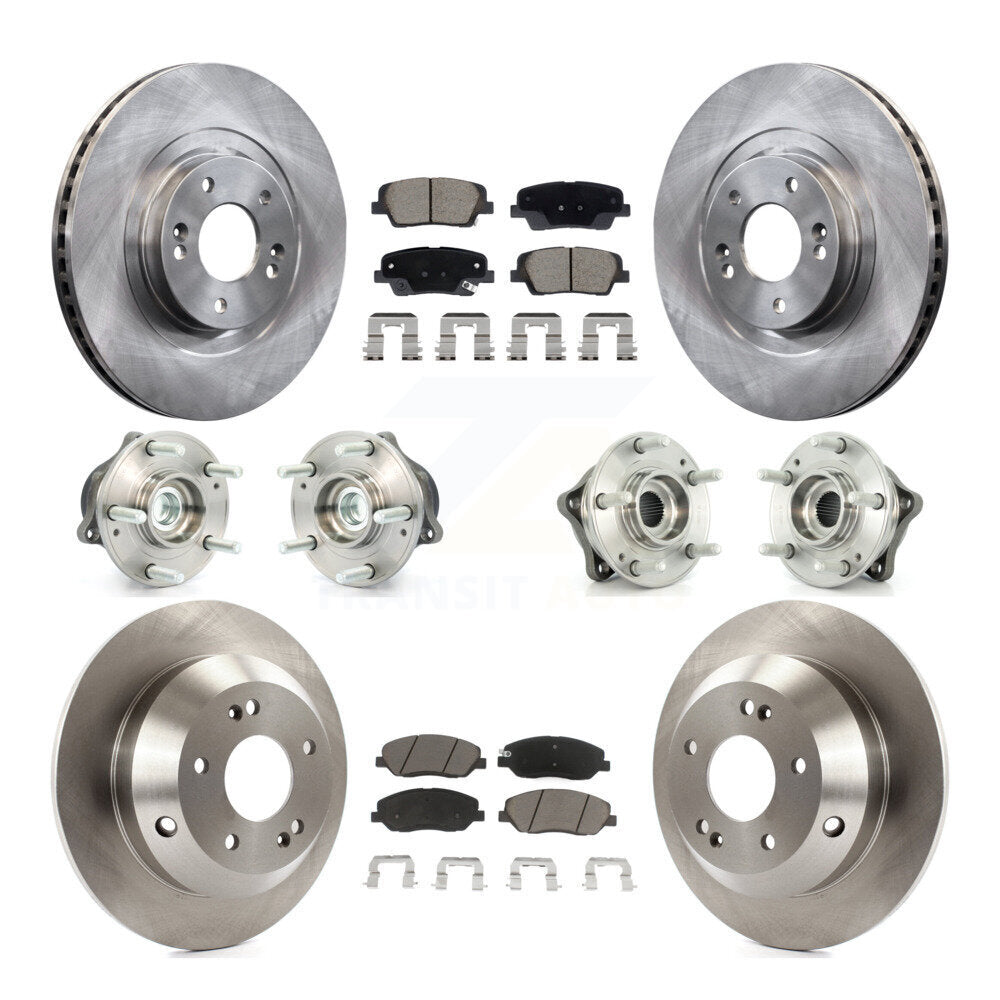 Front Rear Hub Bearing Brake Rotor & Pad Kit (10Pc) For Hyundai Santa Fe XL FWD with 3.3L KBB-128630