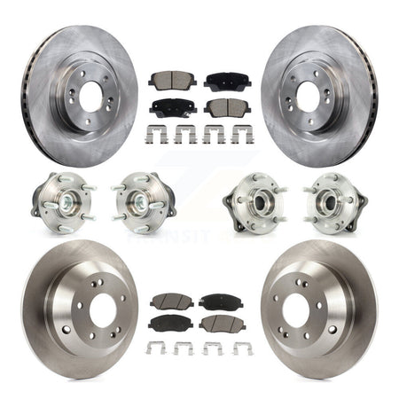 Front Rear Hub Bearing Brake Rotor & Pad Kit (10Pc) For Hyundai Santa Fe XL FWD with 3.3L KBB-128630