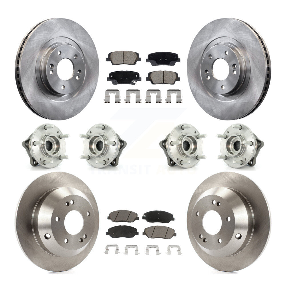 Front Rear Hub Bearing Brake Rotor & Pad Kit (10Pc) For Hyundai Santa Fe XL AWD with 3.3L KBB-128631