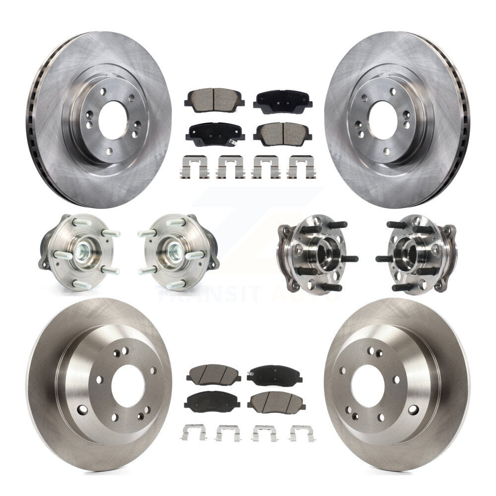 Front Rear Hub Bearing Brake Rotor & Pad Kit (10Pc) For Hyundai Santa Fe XL FWD with 3.3L KBB-128632