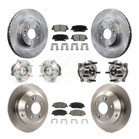 Front Rear Hub Bearing Brake Rotor & Pad Kit (10Pc) For Hyundai Santa Fe XL FWD with 3.3L KBB-128632