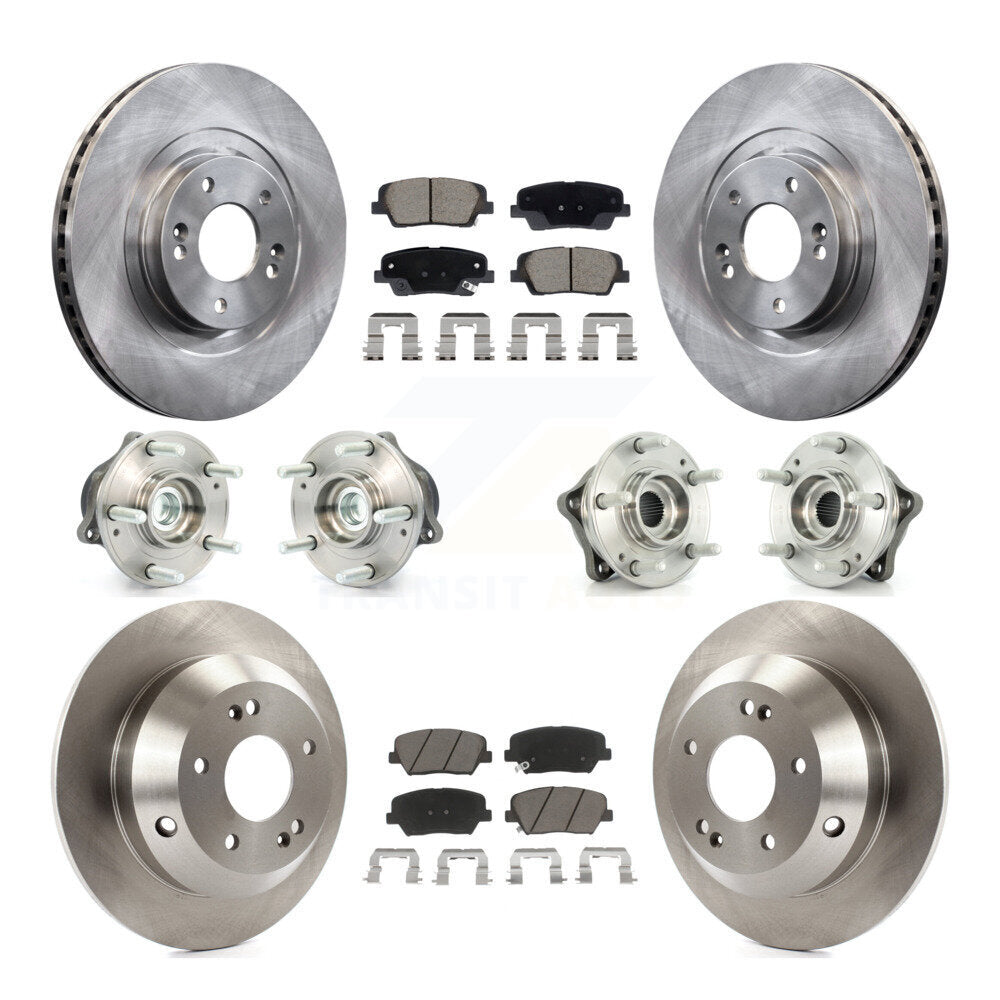 Front Rear Hub Bearing Brake Rotor Pads Kit (10Pc) For Hyundai Santa Fe Sport Kia Sorento KBB-128634