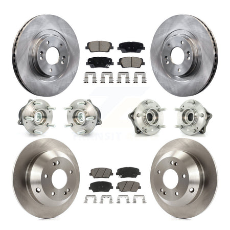 Front Rear Hub Bearing Brake Rotor Pads Kit (10Pc) For Hyundai Santa Fe Sport Kia Sorento KBB-128634