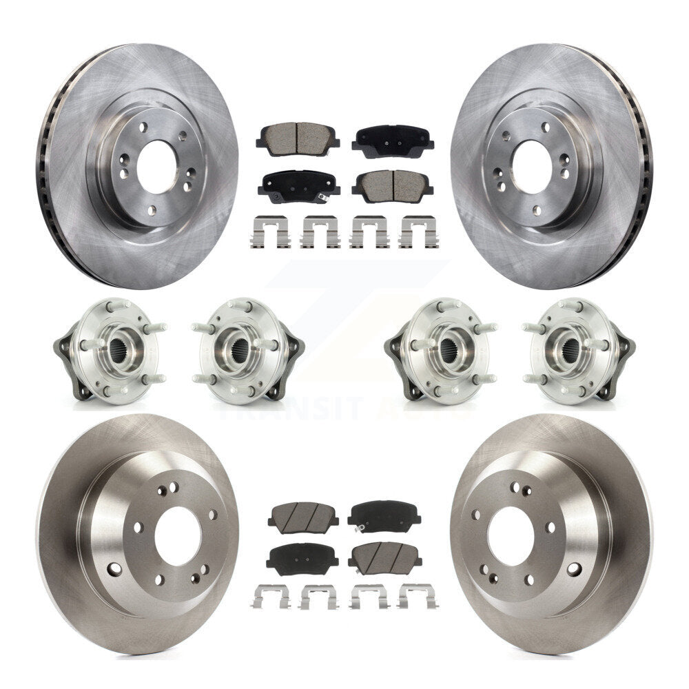 Front Rear Hub Bearing Brake Rotor Pads Kit (10Pc) For Hyundai Santa Fe Sport Kia Sorento KBB-128635
