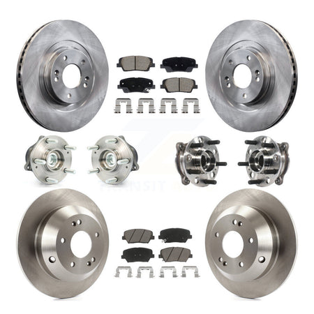Front Rear Hub Bearings Disc Brake Rotors And Pads Kit (10Pc) For Hyundai Santa Fe Sport KBB-128636