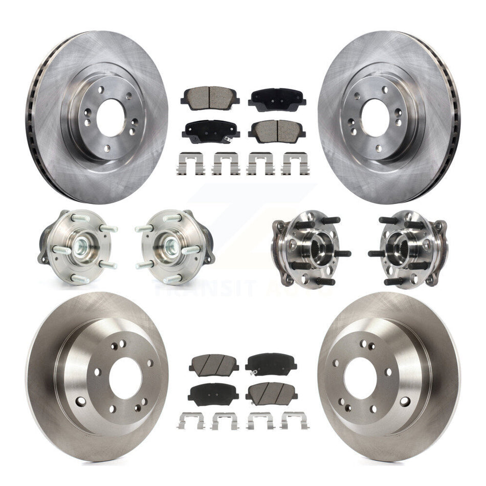 Front Rear Hub Bearings Disc Brake Rotors And Pads Kit (10Pc) For Hyundai Santa Fe Sport KBB-128636