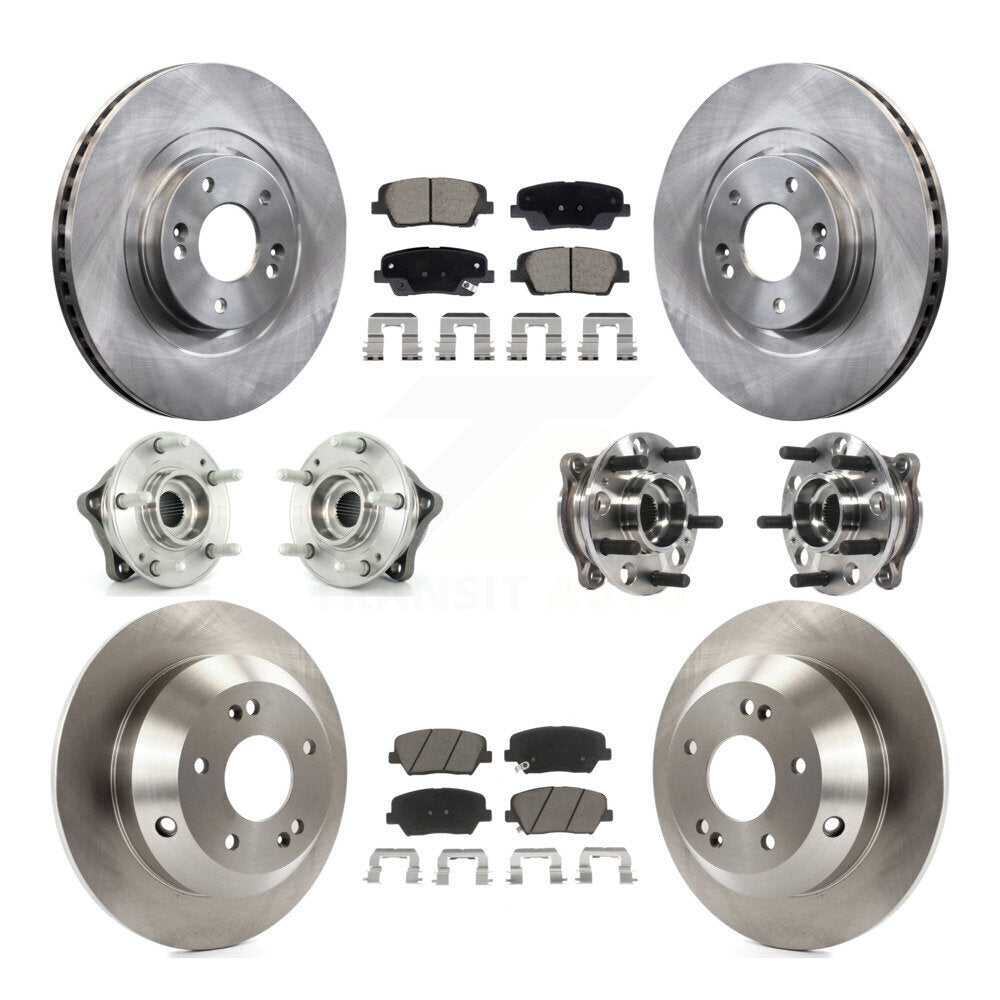 Front Rear Hub Bearings Disc Brake Rotors And Pads Kit (10Pc) For Hyundai Santa Fe Sport KBB-128637
