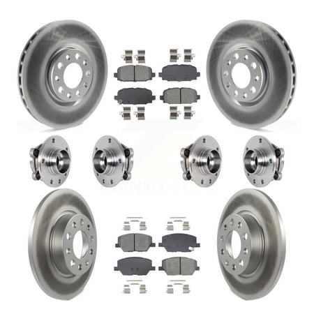 Front Rear Hub Bearings Coated Disc Brake Rotors And Pads Kit (10Pc) For Jeep Compass AWD KBB-128645