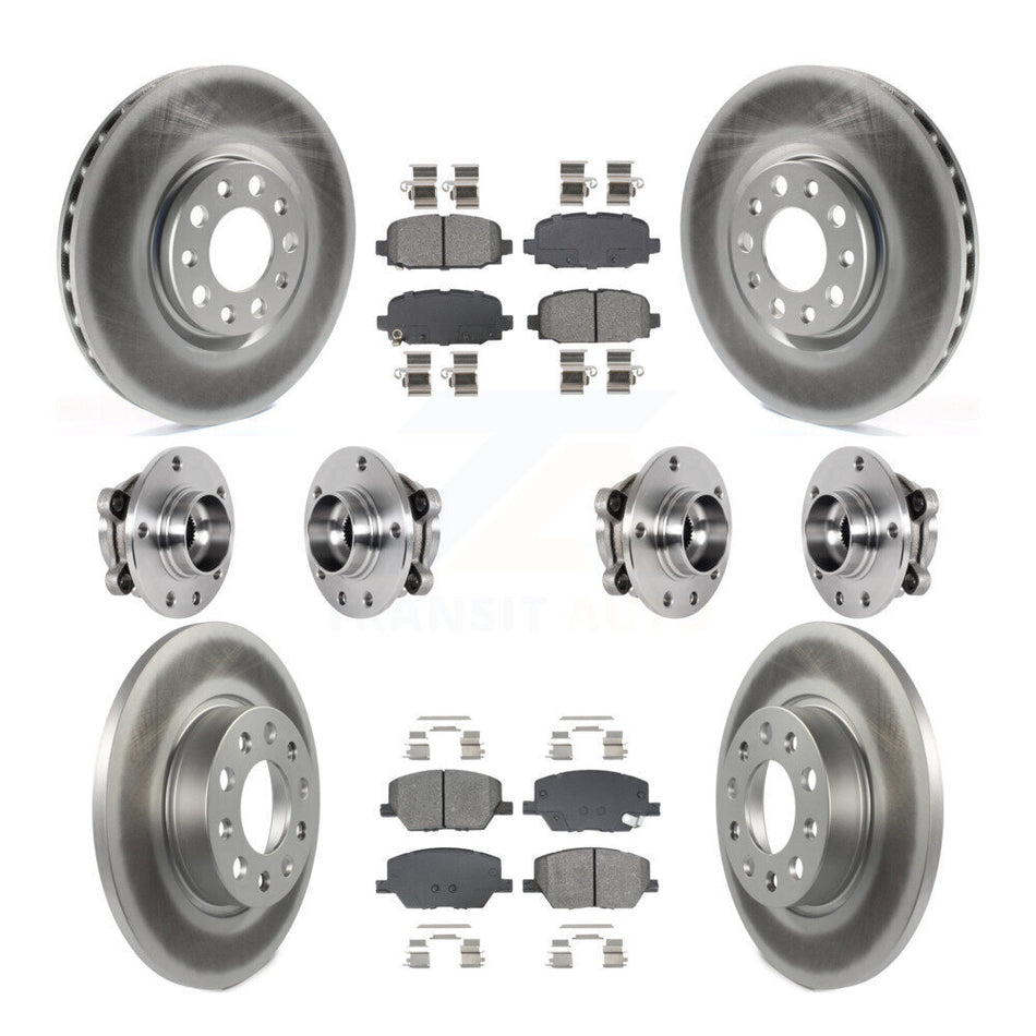 Front Rear Hub Bearings Coated Disc Brake Rotors And Pads Kit (10Pc) For Jeep Compass AWD KBB-128645