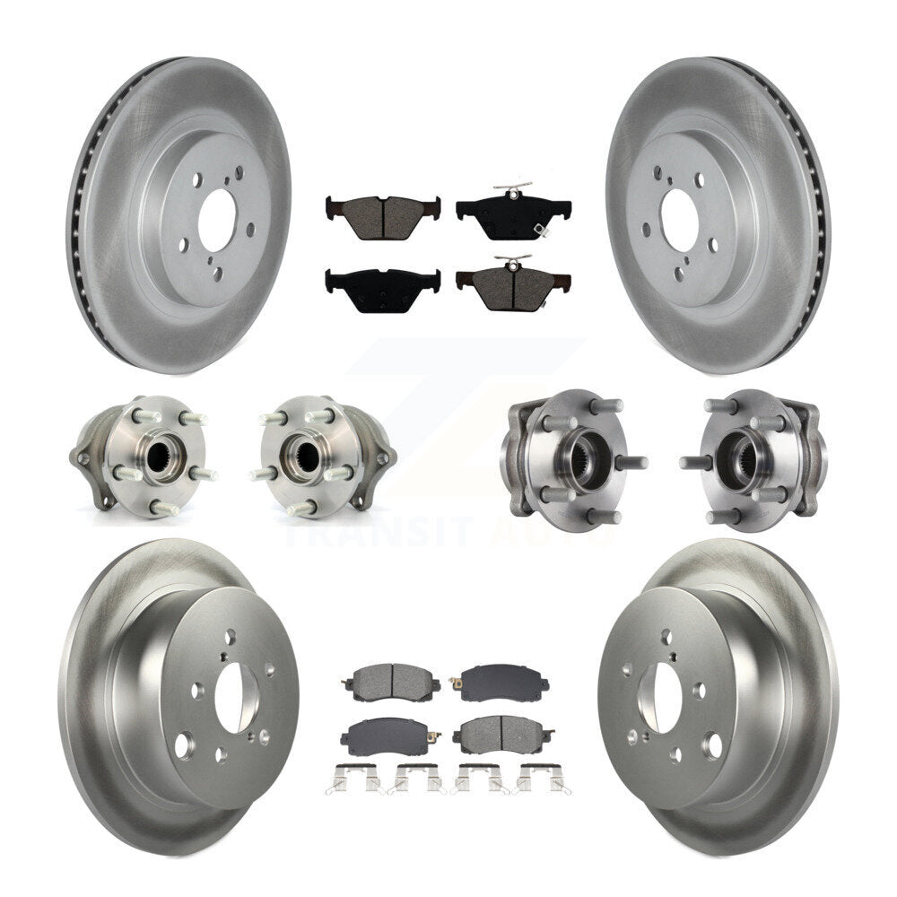 Front Rear Hub Bearings Coated Disc Brake Rotors And Pads Kit (10Pc) For Subaru Crosstrek KBB-128646