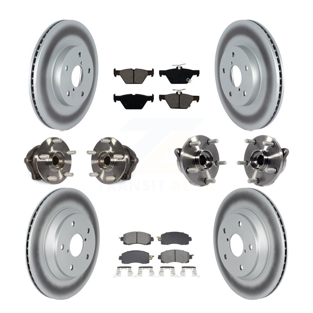 Front Rear Hub Bearings Coated Disc Brake Rotors And Pads Kit (10Pc) For Subaru Forester KBB-128648