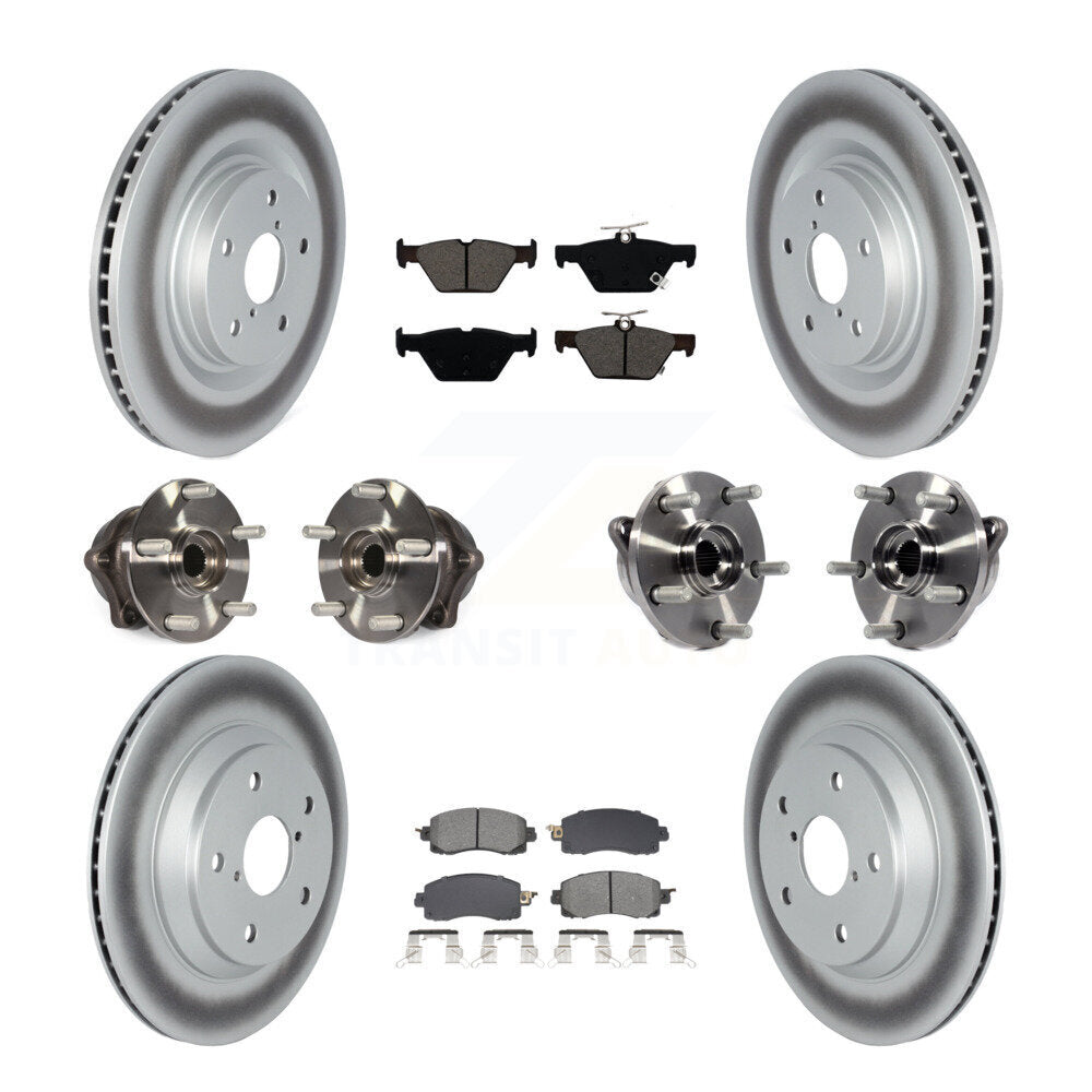 Front Rear Hub Bearings Coated Disc Brake Rotors And Pads Kit (10Pc) For Subaru Forester KBB-128649