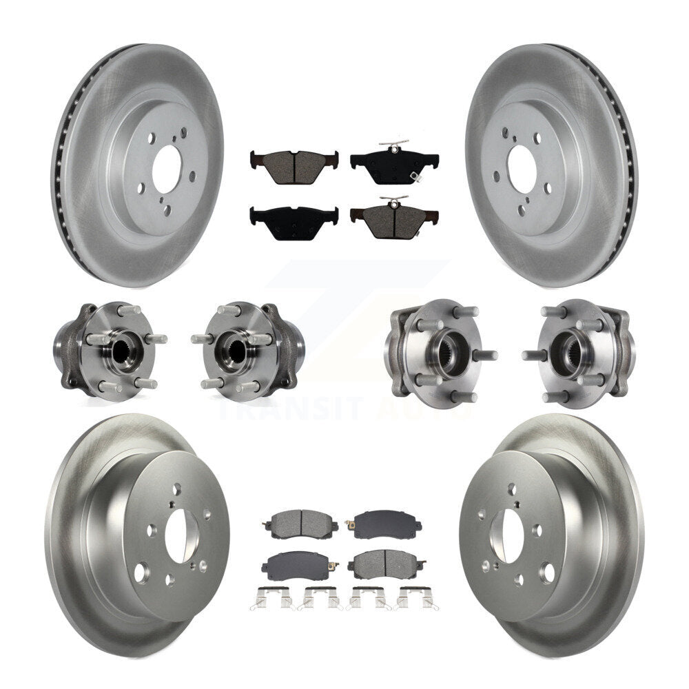 Front Rear Hub Bearing Coat Brake Rotor Pad Kit (10Pc) For 20 Subaru Crosstrek GAS engine KBB-128651