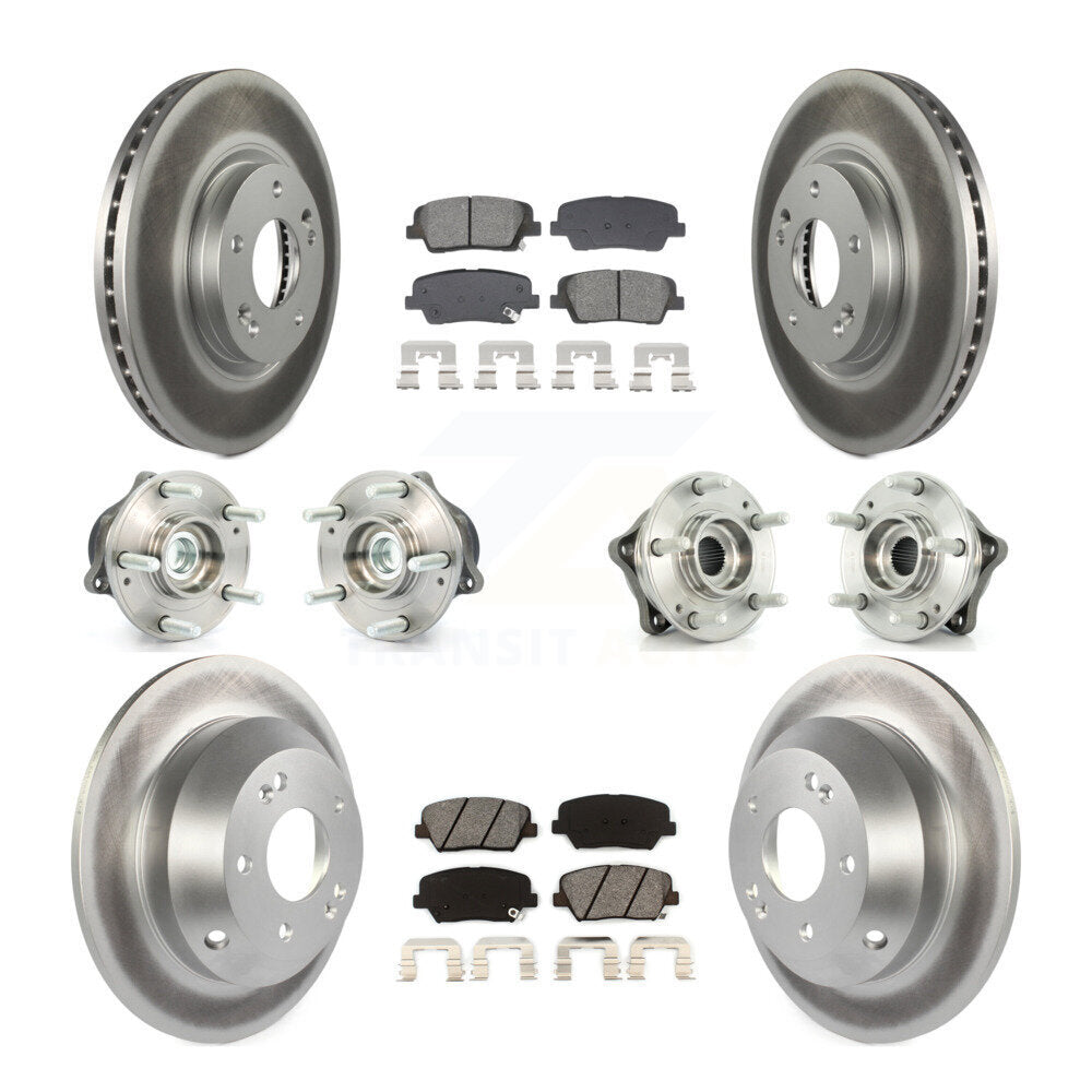 Front Rear Hub Bearing Coated Brake Rotor Pad Kit (10Pc) For Hyundai Santa Fe Kia Sorento KBB-128674
