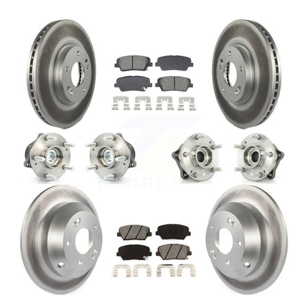 Front Rear Hub Bearing Coated Brake Rotor Pad Kit (10Pc) For Hyundai Santa Fe Kia Sorento KBB-128674