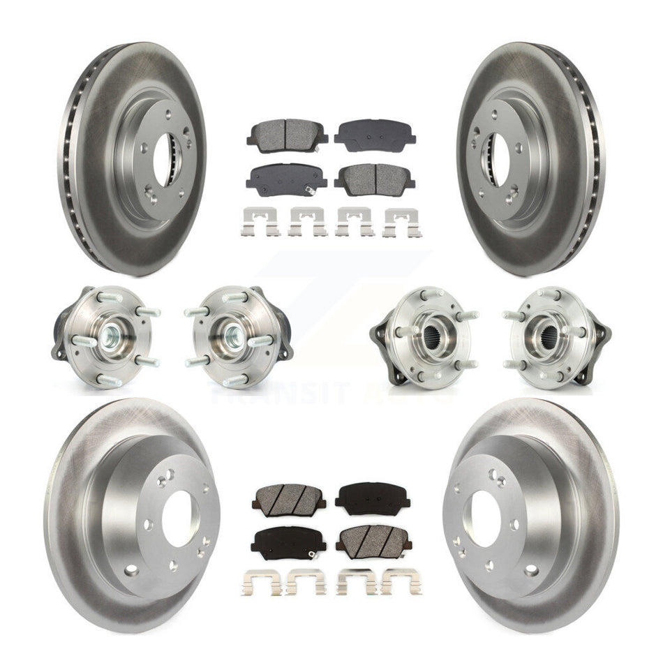 Front Rear Hub Bearing Coated Brake Rotor Pad Kit (10Pc) For Hyundai Santa Fe Kia Sorento KBB-128674
