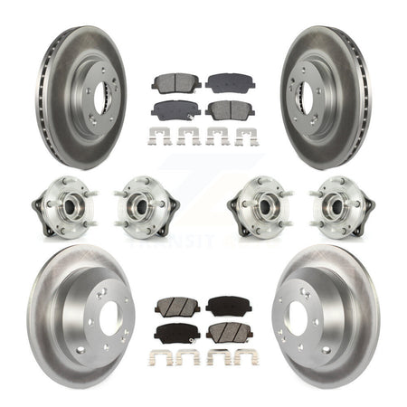 Front Rear Hub Bearing Coated Brake Rotor Pad Kit (10Pc) For Hyundai Santa Fe Kia Sorento KBB-128675