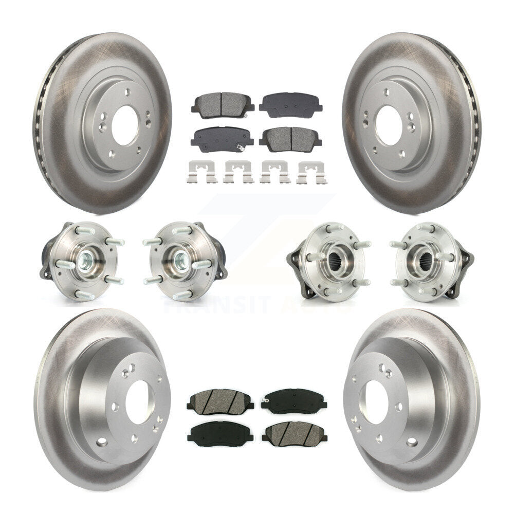 Front Rear Hub Bearing Coated Disc Brake Rotor And Pad Kit (10Pc) For Hyundai Santa Fe XL KBB-128676