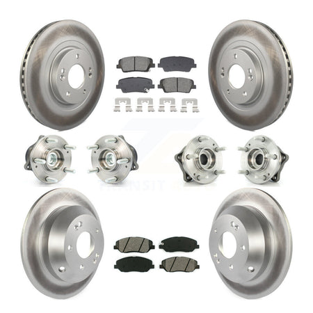 Front Rear Hub Bearing Coated Disc Brake Rotor And Pad Kit (10Pc) For Hyundai Santa Fe XL KBB-128676