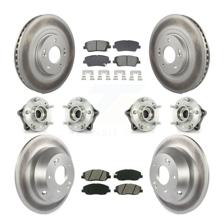Front Rear Hub Bearing Coated Disc Brake Rotor And Pad Kit (10Pc) For Hyundai Santa Fe XL KBB-128677