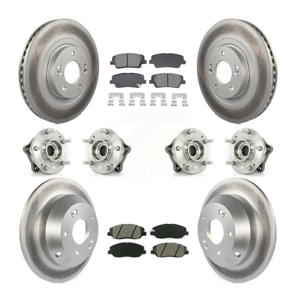 Front Rear Hub Bearing Coated Disc Brake Rotor And Pad Kit (10Pc) For Hyundai Santa Fe XL KBB-128677