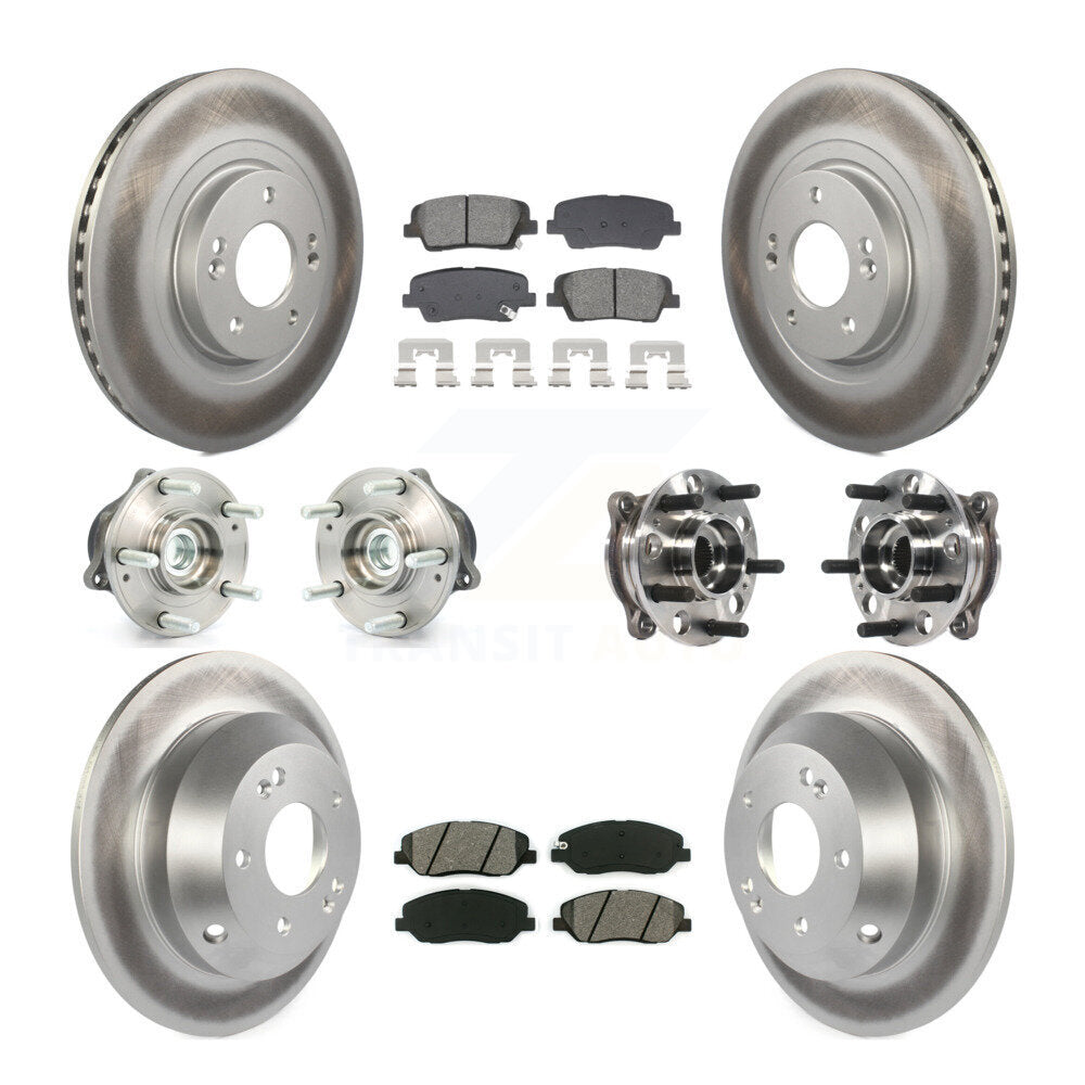 Front Rear Hub Bearing Coated Disc Brake Rotor And Pad Kit (10Pc) For Hyundai Santa Fe XL KBB-128678