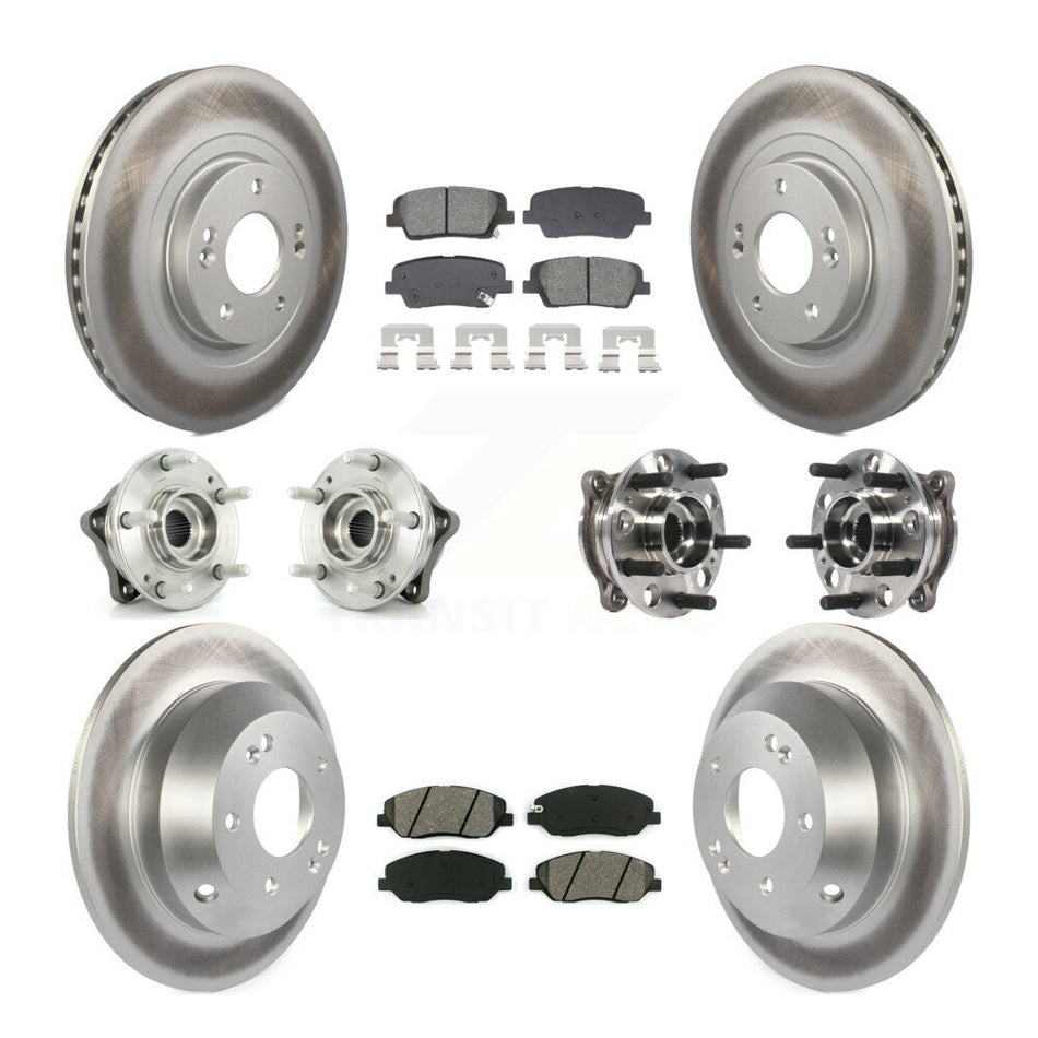 Front Rear Hub Bearing Coated Disc Brake Rotor And Pad Kit (10Pc) For Hyundai Santa Fe XL KBB-128679