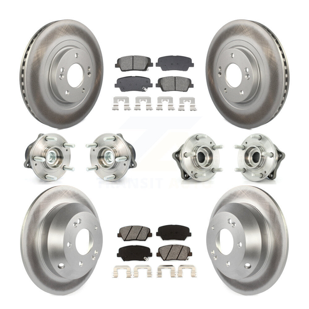 Front Rear Hub Bearing Coated Brake Rotor & Pad Kit (10Pc) For Hyundai Santa Fe Sport Kia KBB-128680