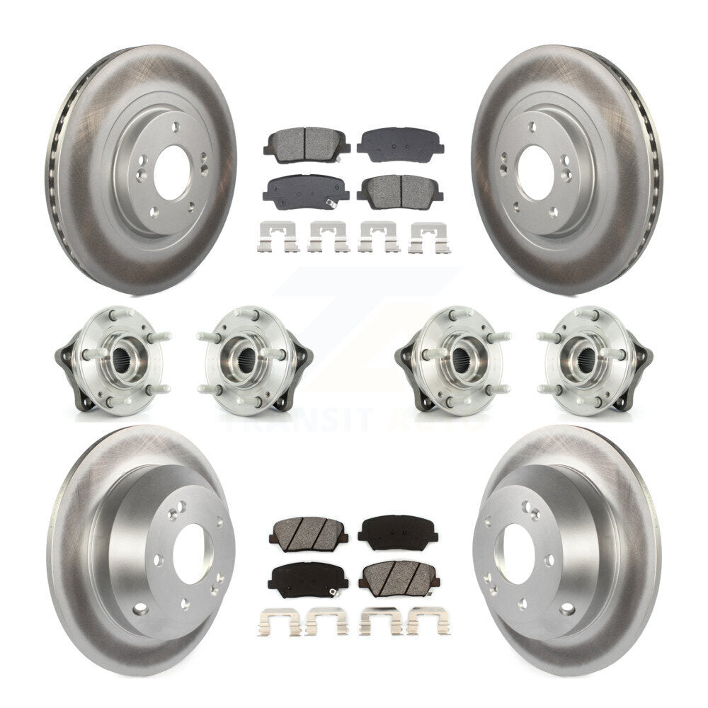 Front Rear Hub Bearing Coated Brake Rotor & Pad Kit (10Pc) For Hyundai Santa Fe Sport Kia KBB-128681