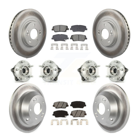 Front Rear Hub Bearing Coated Brake Rotor & Pad Kit (10Pc) For Hyundai Santa Fe Sport Kia KBB-128681
