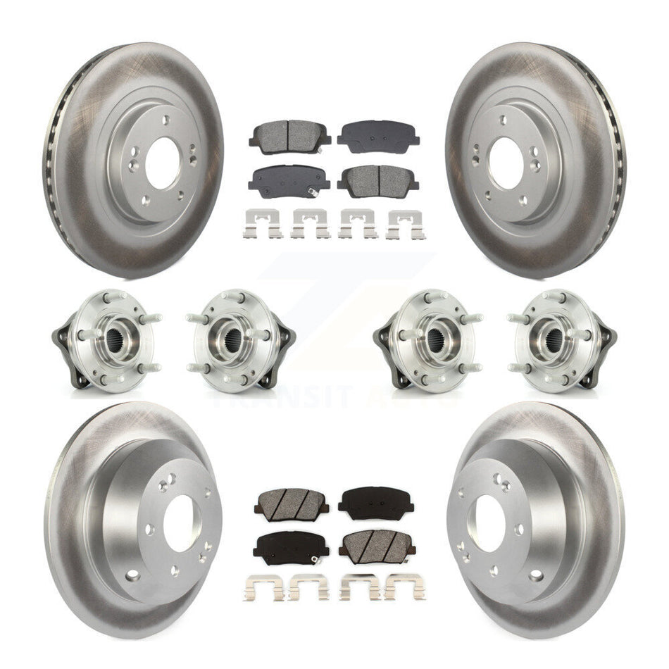 Front Rear Hub Bearing Coated Brake Rotor & Pad Kit (10Pc) For Hyundai Santa Fe Sport Kia KBB-128681