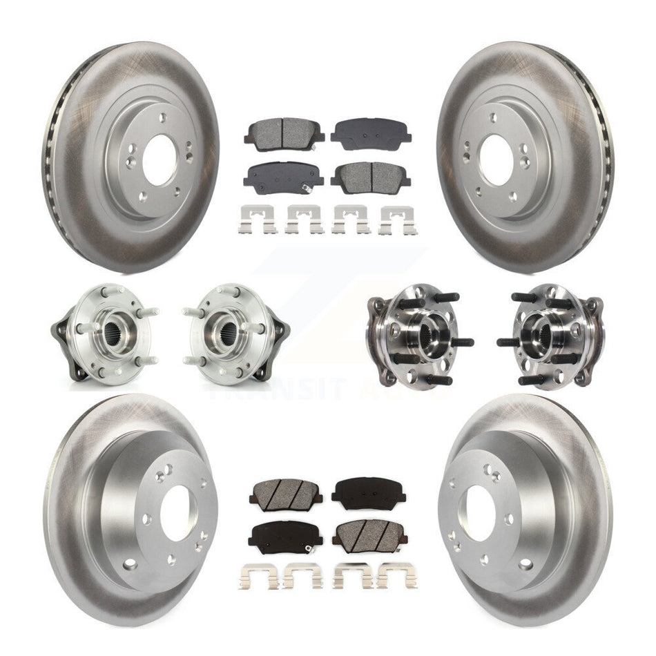 Front Rear Hub Bearing Coated Disc Brake Rotor Pads Kit (10Pc) For Hyundai Santa Fe Sport KBB-128683